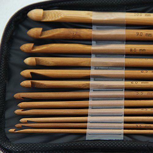 Xigeapg Mixed Aluminum Handle Crochet Hooks Kit Bamboo Knitting Knit Needles Weave Yarn 2 Set 42 PCS with Case - Thumbnail 4