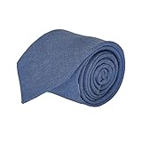 Luther Pike Mens Cotton Chambray Skinny Tie Necktie - 2.75 inches Warm Blue