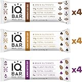 IQ BAR Brain + Body Bars, Chocolate Lovers Variety | Keto, Paleo-Friendly, Vegan | 10-11g Protein, <1g Sugar, 4g Net Carbs | Non-GMO, Gluten-Free, No Sugar Alcohols | 12-Count (3 Flavors)