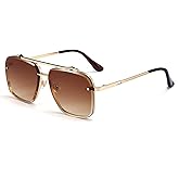Dollger Square Aviator Sunglasses for Men and Women Fashion Metal Vintage Gradient Shades Sunglasses UV400 Protection