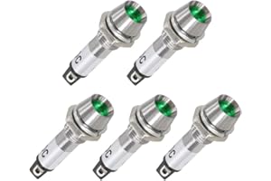 VictorsHome Indicator Light 110V DC Green 5/16 Inch 8mm Metal Shell Panel Mount Signal Pilot Dash Directional Lights 5 Pack