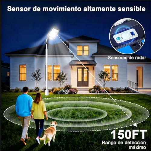 FURRIFIC Luces Solares para Exterior, 2 Paquetes 279 LED 1000 Lúmenes Lámpara Solar con Sensor de Movimiento, Impermeable IP65 de Iluminación Segura para Jardín, Patio, Terraza, Hogar