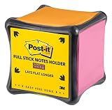 Post-it Super Sticky Full Stick Notes Holder Cube, 2x Sticking Power, Refillable, 3 in x 3 in, 6 Pads/Holder with 6 Colors (F330-CUBEDISP)
