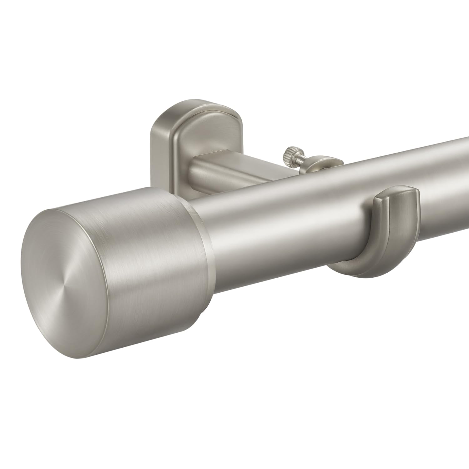 Photo 1 of 1 1/8 Inch Diameter Curtain Rods, 72-144” Telescoping Large Single Window Drapery Rod Heavy Duty With Adjustable Modern Brackets, Matte Nickel