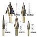 Senrob 5 Pcs Step Drill Bit Set with Automatic Center Punch& Aluminum Case, High Speed Steel Titanium Cobalt Bits for Metal