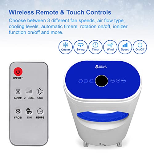 Evaporative Portable Air Cooler Tower Fan With Ice Packs, 3 Speeds, Low