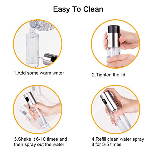 Besmon Olive Oil Sprayer Food-grade Glass Bottle dispenser for Cooking, BBQ, Salad, Kitchen Baking, Roasting, Frying (Clear)