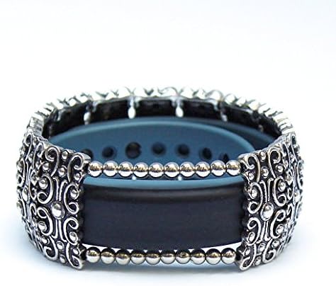 Garmin Vivosmart Cover Bracelet Accessory: SANDRINGHAM SCROLL with Window in Antique Silver, 8 1/2"