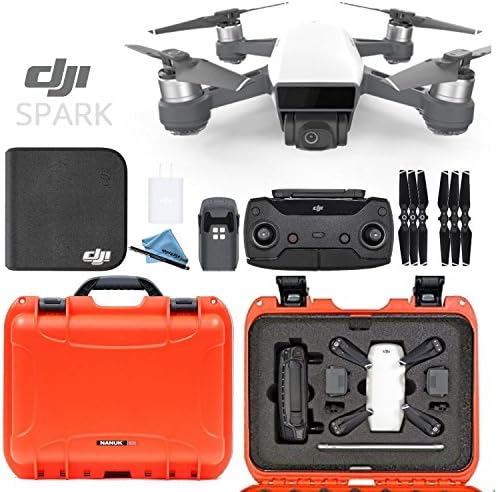 DJI Spark + Custom Nanuk Waterproof Travel Case - Alpine White - Orange Case