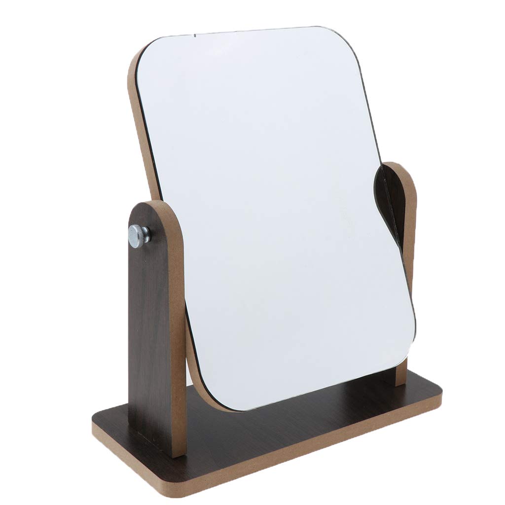 Tabletop Vanity Makeup Mirror, Rectangle, Frame Made of Black Maple Wood, With A Free Comb - No.15 M