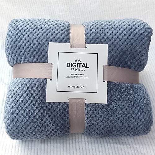 OMMATO Fleece Coral Blanket Soft Throw Lightweight Bed Blanket Couch/Sofa Blanket(Grey Blue, 130 x 150 cm)