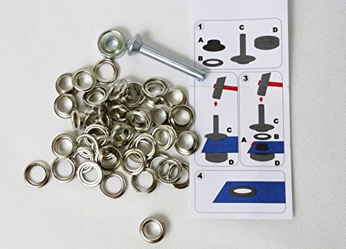 100x Eyelets Includes Tool Stainless Brass 11 mm Silver-Coloured