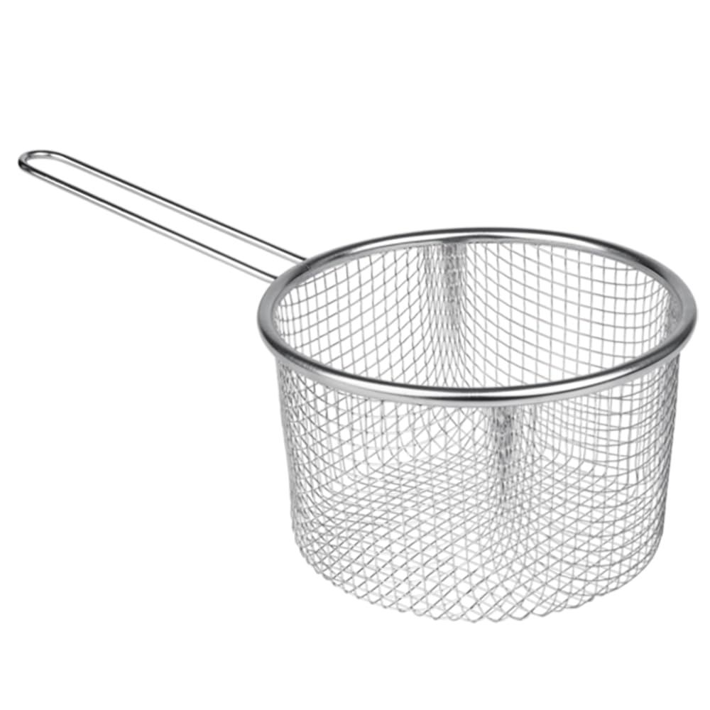Space Home Round Fryer Basket With Handle - Deep Wire Strainer Colander - Ideal for Chips, Fries, Shrimps - 16 cm