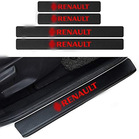 Car Rear Bumper Plate Cover sticker for Renault, Scuff Door Sill Protector pad cover for Renault Trunk, Front Door Sill Step Protector Panel Reflective Sticker 4 pcs