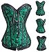 Alivila.Y Fashion Womens Sexy Vintage Denim Corset Short Torso Daisy Floral Print Bustier Corsets 2043-Green-L
