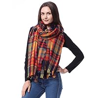 Flesser® Women Blanket Oversized Tartan Scarf Wrap Shawl Plaid Cozy Warm Pashmina (M822)