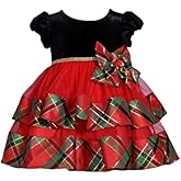Bonnie Jean Girl's Christmas Dress - Tiered Holiday Plaid Party Dress for Baby, Toddler and Little Girls