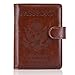 ACdream Passport Holder Cover, Leather Travel Wallet Case, RFID Blocking Document Organizer Protecrtor, with Slots for Credit Cards, Boarding Pass, for Women and Men - Brown