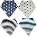 Bandana Drool Bibs & Pacifier Clips Gift Box (4 Pack Boys). Organic Cotton. Double Layered Moisture Protection