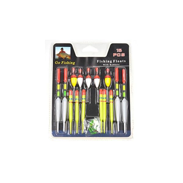 Flee-15PCS-Fishing-Float-Set-Buoy-Bobber-Mix-Size-Slip-Drift-Tube-Indicator-For-Fishing