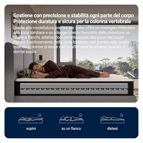 Avenco Materasso 160x190, Materasso Matrimoniale in Schiuma di Bambù, Tessuto Riempito con Gel Memory Foam Traspirante, Supporto Perfetto Si Adatta al Corpo e Migliora il Sonno