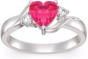 SHUSUKUE Heart/Oval/Round/Square Crystal Ring 925 Sterling Silver Minimalist Solitaire Birthstone Ring Personalized 1-12 Months Birthstone Engraved Ring Natural Moss Agate Ring Birthday Promise Jewelry Gift for Women Girls Her (with Gift Box)