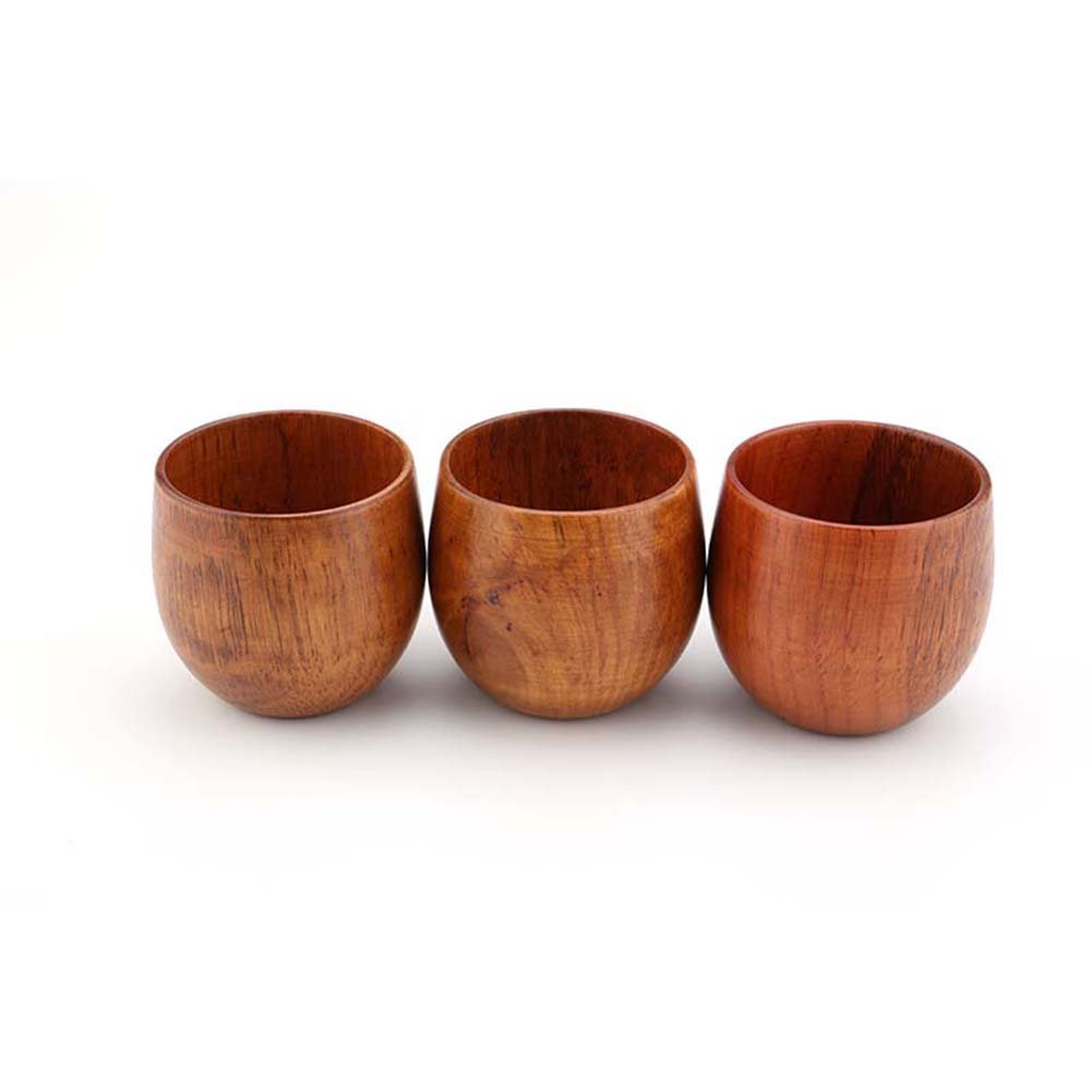 6x5.5cm XHWine 3pcs Handmade Natural Wooden Sake Cup Glassware