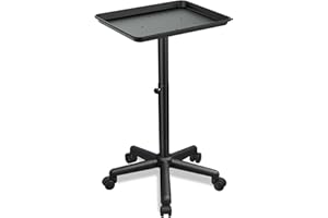 FUEHOMUE Salon Tray on Wheels, Salon Rolling Tray with Adjustable Height, Hair Stylist Tray, Suitable for Tattoo Tray and Dental Tray