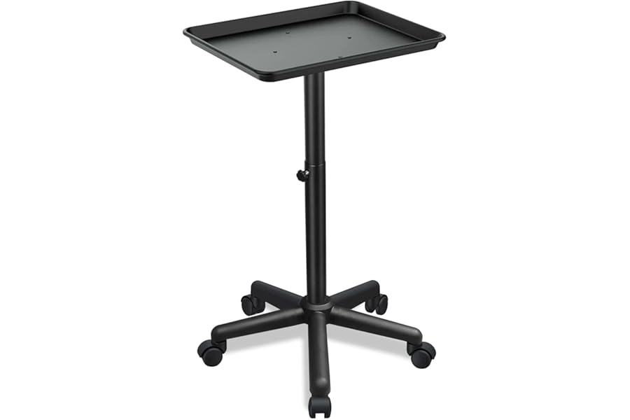 Salon Tray on Wheels, Salon Rolling Tray with Adjustable Height, Hair Stylist Tray, Suitable for Tattoo Tray and Dental Tray