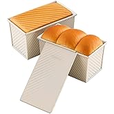 1Lb White Pullman Loaf Pan with Lid, Gluten Free Bread Pan, Sandwich Bread Loaf Pan, Pull Bread Pan, Carbon Steel Non-Stick C