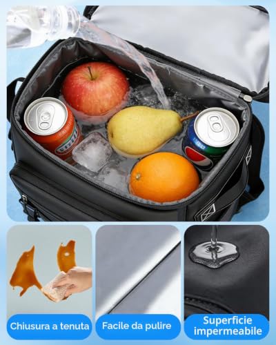 Anhow Thermal Backpack Fridge 30L, Insulated Lunch Bag Fridge Bag, Black | Waterproof isotherm and keep food hot or cold for beach, camping, picnics, barbecues, events