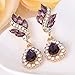 EleQueen Women's Austrian Crystal Art Deco Tear Drop Dangle Earrings Pierced Gold-tone Purple