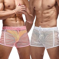 FIROTTII Mens Mesh Sexy Boxers Shorts See Through