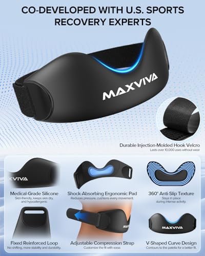 MAXVIVA Patellar Tendon Support Strap 2 Pack, Knee Brace for Women & Men, Patella Band for Running Hiking Basketball Gym Fitness Tennis Badminton Cycling, Offers Relief from Meniscus Tear and Knee Pain.