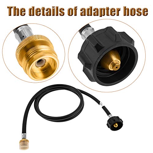 6FT Propane Adapter Hose, 1lb to 20lb Converter with Gas Regulator for