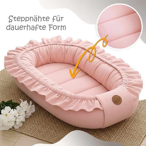 Baby Bed Reducer – 90 x 50 cm Baby Nest Transportable for Babies Nest Crib Pod Cocoonababy Babynest Anti-suffocation Dirty Pink