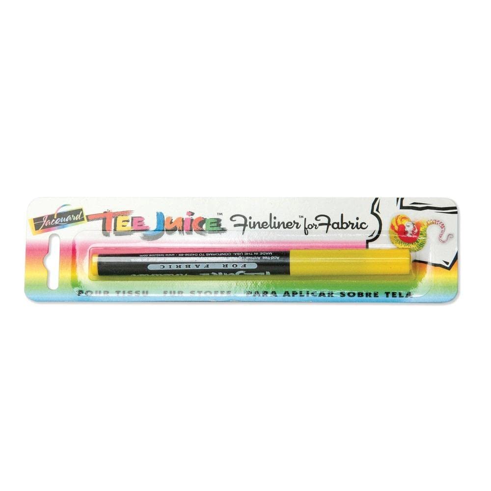 Jacquard Tee-Juice Yellow Fabric Marker Pen for Permanent Textile Art on T-Shirts, Canvas Shoes and Custom Clothing, Fine Point Nib for Detailed Drawing