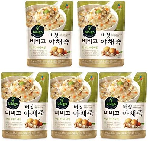 [ 5 Packs ] CJ Bibigo Korean mushroom vegetable porridge 버섯야채죽 450g