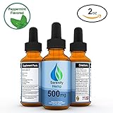 Serenity Hemp Oil - Peppermint Flavor - 2 fl oz 500mg - Certified Organic - 99.9% Pure Full Spectrum Hemp Extract - For Pain - Stress - Anxiety - Sleep Aid