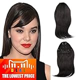 BEAUTY PLUS Clip in Bangs Real Human Hairpieces for Beauty Women (1b# Natural Black)