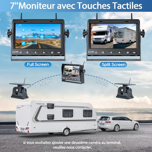 VASTEND Solar Wireless Backup Camera, 10000 mAh Rechargeable Battery Magnetic Camera with 7 Inch Monitor, 170° Wide Angle, DIY Installation, for Trucks, Campers, Caravans