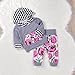 2Pcs Baby Girls Striped Hoodies Pocket T-Shirt Top with Floral Long Pants Christmas Clothes (6-12Months, Gray)