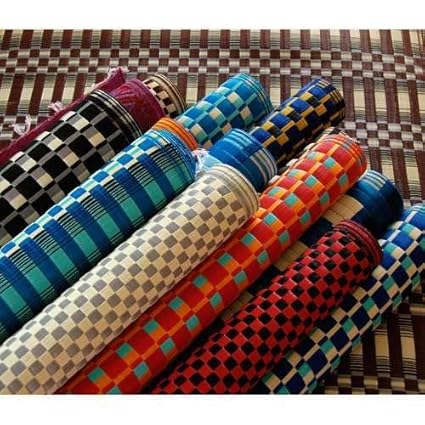 Glamocracy Plastic 4X6 ft Floor Mat Plastic Mat (Chatai) - Multi Color and Design