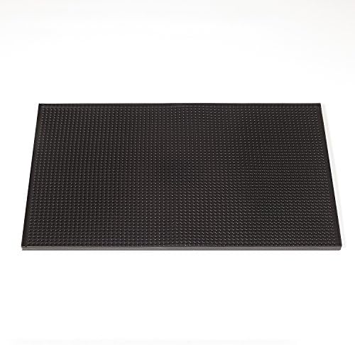 18" x 12" Rubber Bar Mat – Professional Bar &amp; Restaurant Service Mat To Protect Your Glasses and Serving Area – Prevents Water Marks And Excess Spillage - Large And Easy To Rinse - Black - Incl Cloth