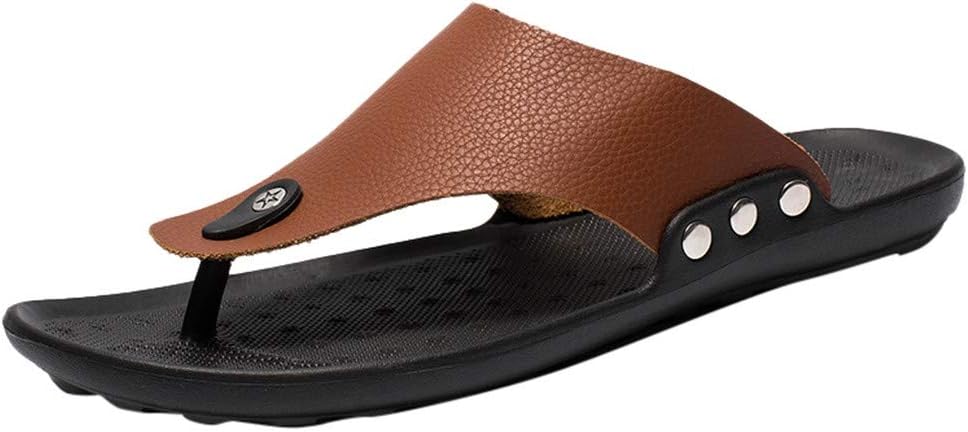 Men PU Leather Flip Flop Sandals Rome Shoes Comfortable Beach T-Strap Sandals Slipper