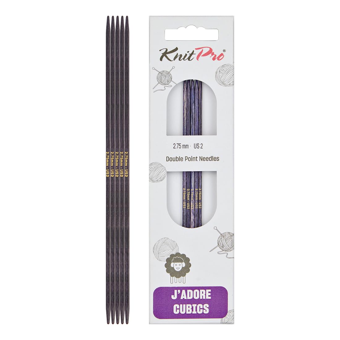 KnitPro J’Adore Cubics Double Pointed Needles 6" (15cm) | 2.75mm