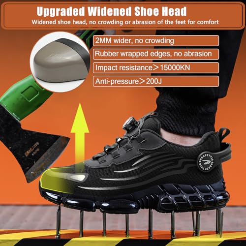 OBIDER Safety Trainers, Safety Shoes Men Women, Comfortable Lightweight Work Shoes, Upgraded Swivel Buckle Shoelaces, Non Slip Work Trainers with Air Cushion