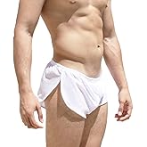 Men's Split Side Short Shorts Sexy Breathable Large Split Sides Mesh Athletic Shorts