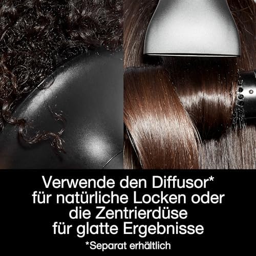Helios Haartrockner, professioneller Föhn für schnelles Styling und Fön Ergebnisse wie vom Friseur mit leistungsstarkem Motor Ionen Technologie für glänzende, glatte, Dunkelblau, Standard
