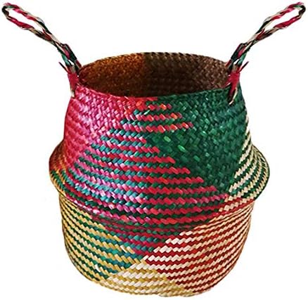 Belly Basket, Seagrass Planter for Fig Home Organization with Handles by Qliwa